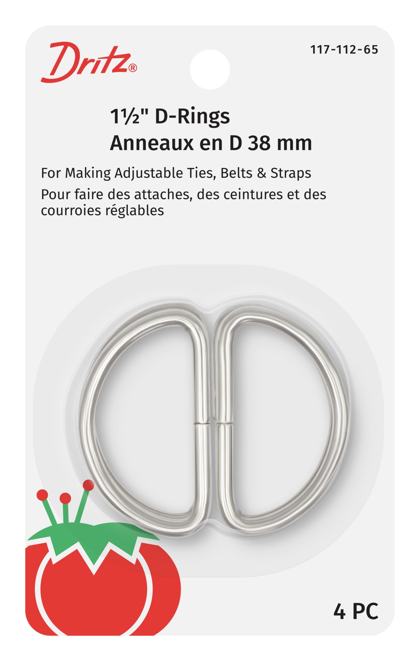Dritz 117-112-65 anneaux D nickel 38 mm x4