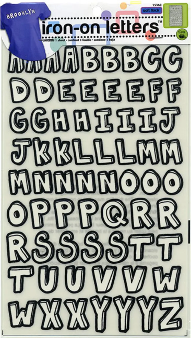 Dritz Lettres Thermocollantes Flocage Noir/Blanc 1 Planche