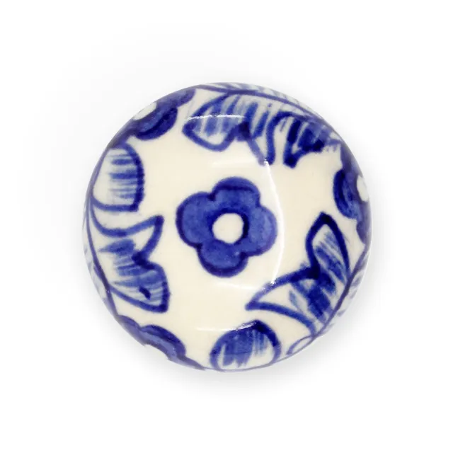 Dritz 47048 bouton meuble céramique bleu Delft