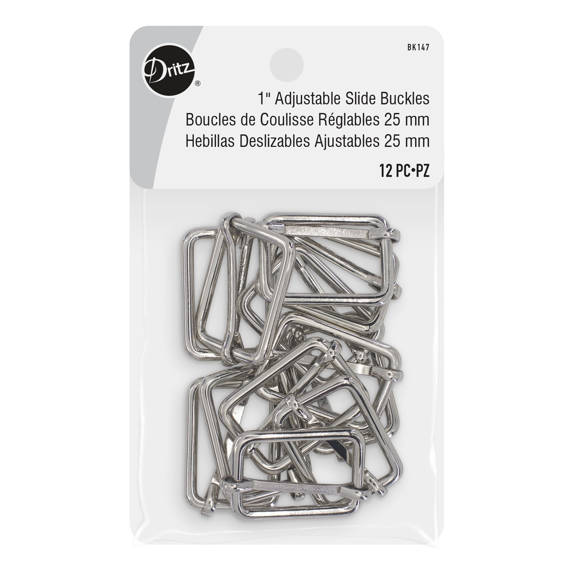 Dritz Boucles Coulissantes Nickel 25 mm x12 Sangle