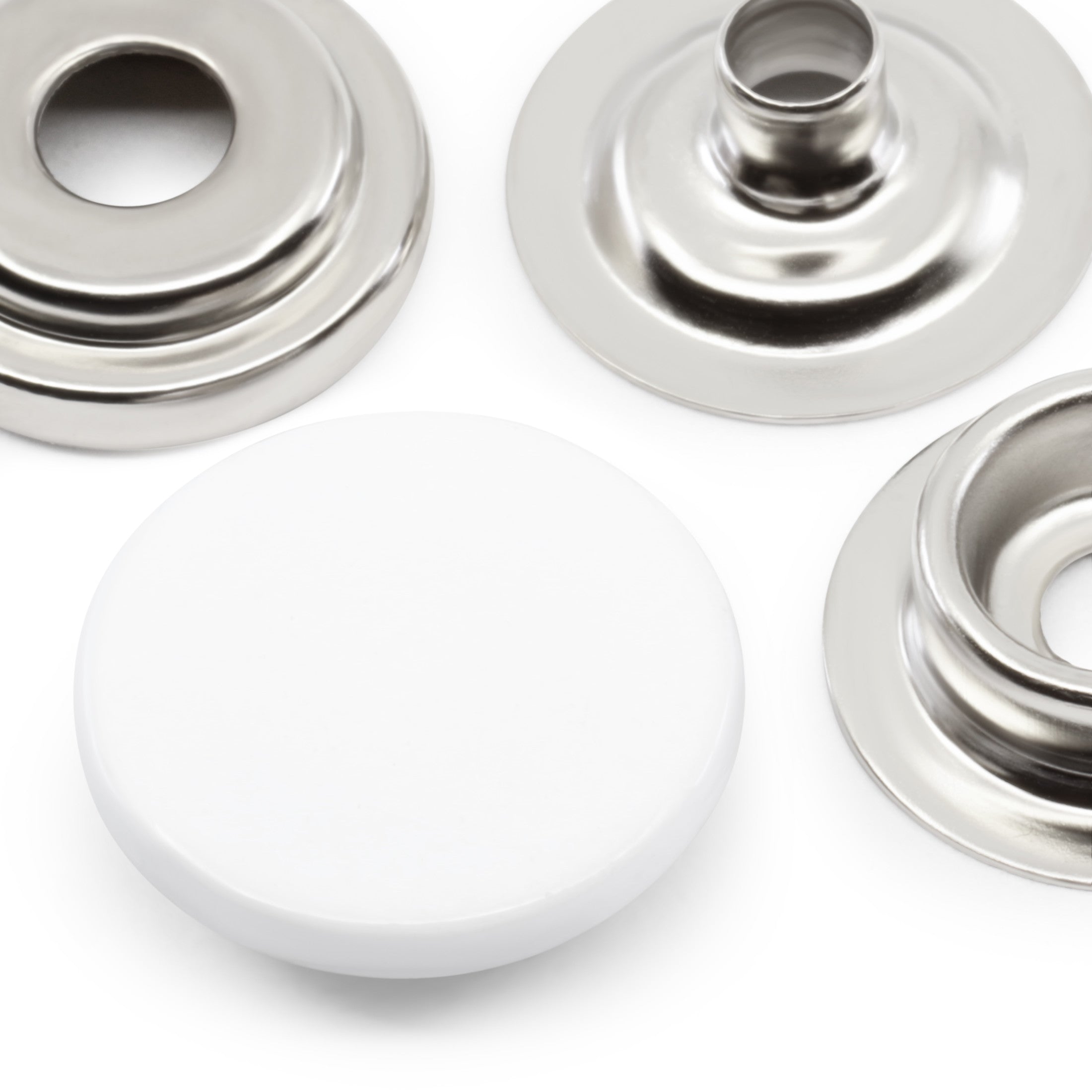 Dritz boutons pression métal 15 mm blanc 7 jeux