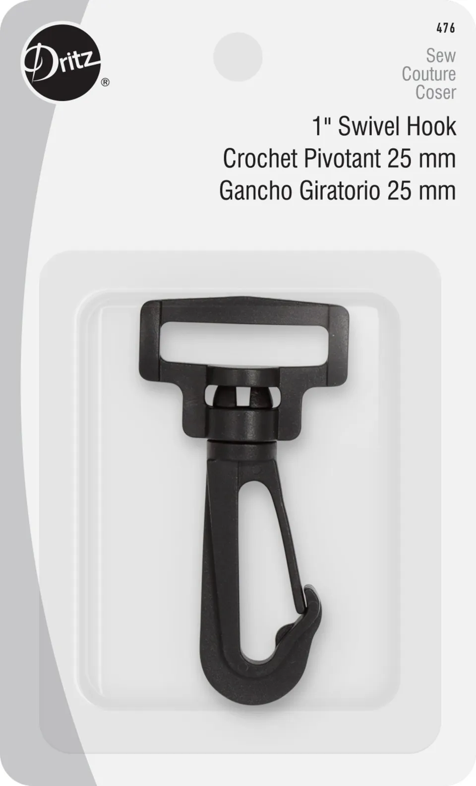Dritz 476 mousqueton pivotant noir 25 mm