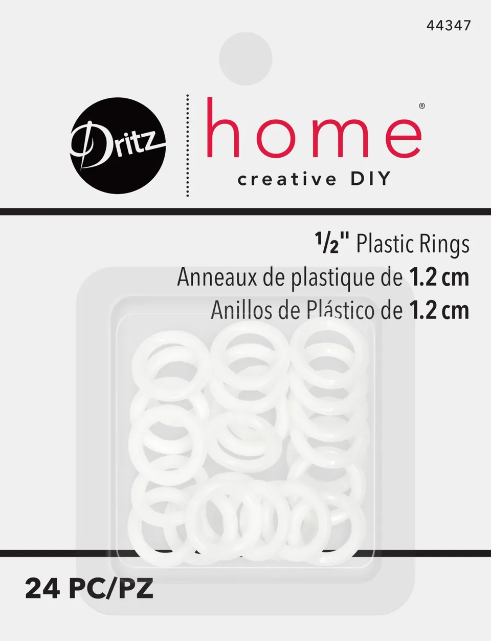 Dritz Fasteners & Closures anneaux plastique blanc 12 mm 24 pcs