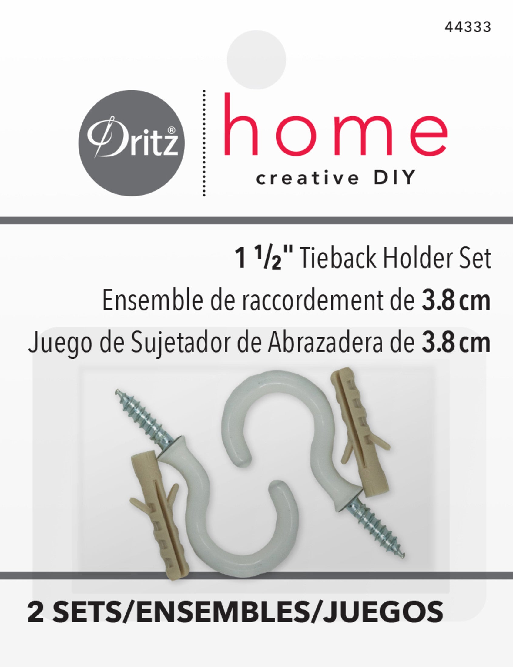 Dritz Home Décor 44333 support embrasse rideau blanc 2 pces