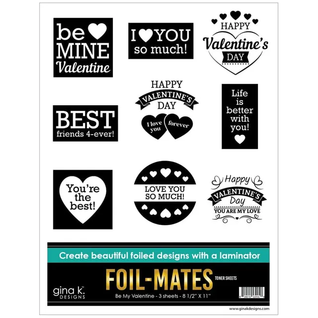 Gina K. Designs Foil-Mates Be My Valentine feuille foil 3 pcs