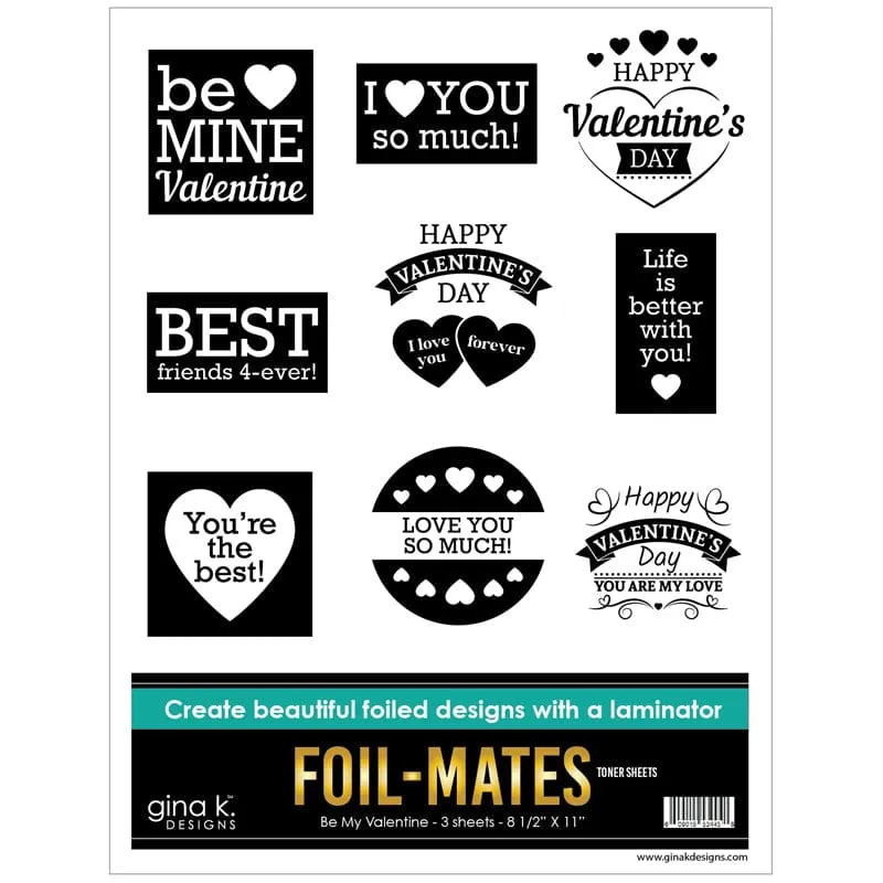 Gina K. Designs Foil-Mates Be My Valentine feuille foil 3 pcs