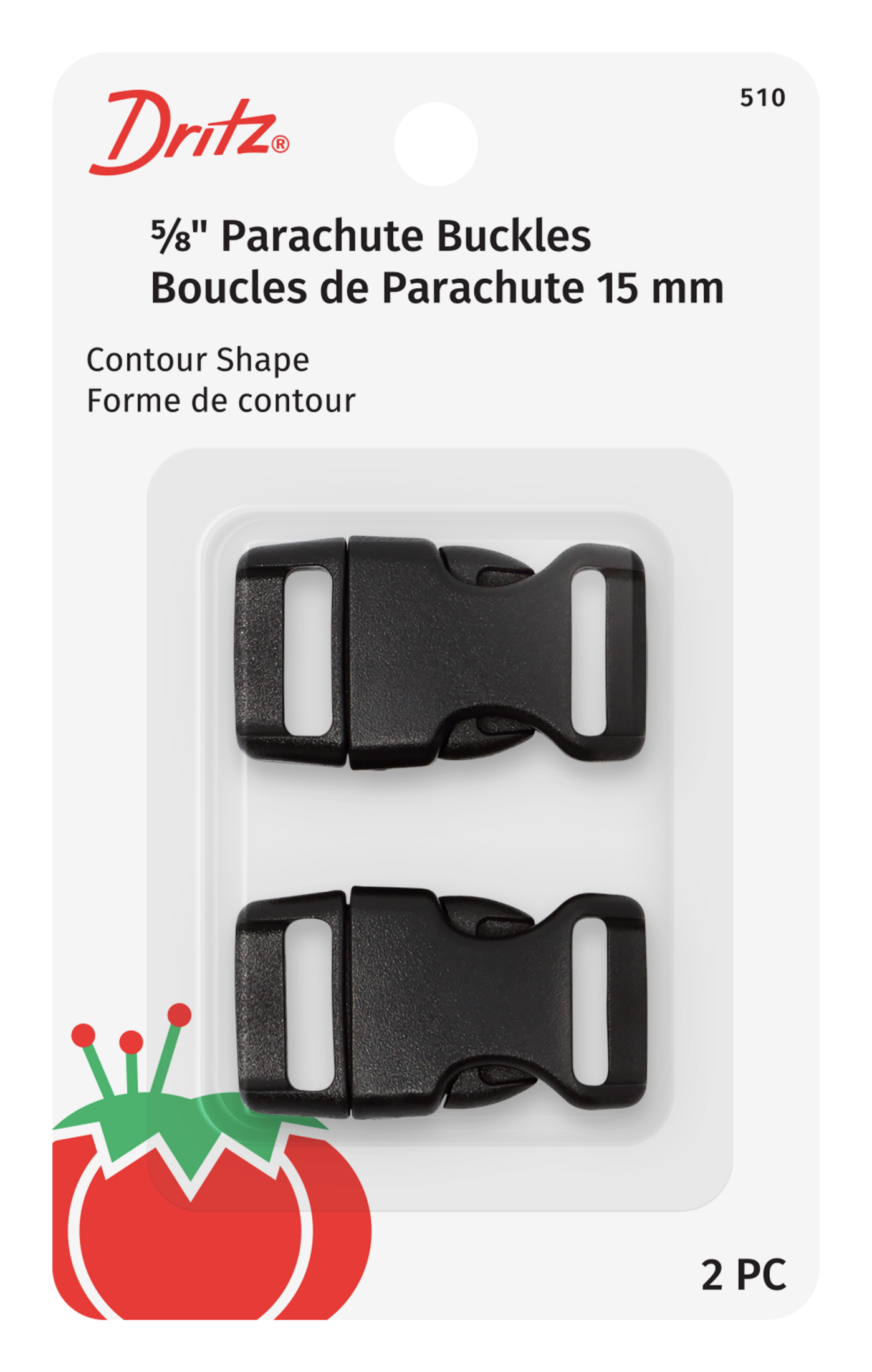 Dritz Fasteners 510 boucle parachute noir sangle 5/8 pouce 2 pièces