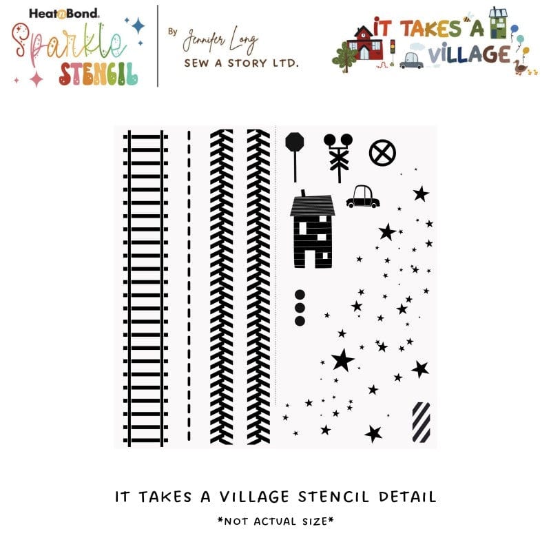 HeatnBond Sew a Story pochoir It Takes a Village 15x15 cm
