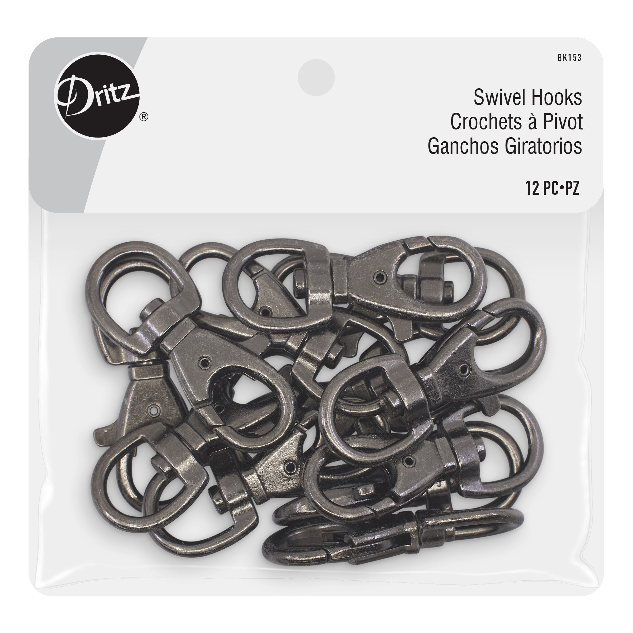 Dritz Mousquetons Pivotants Nickel 12 pc 63 mm