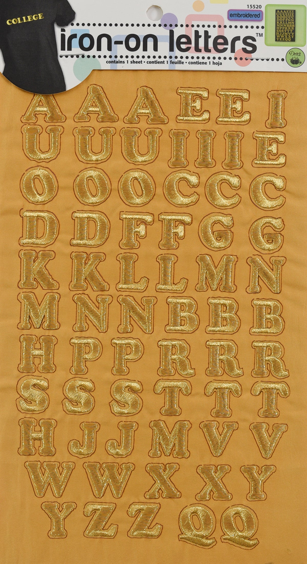 Dritz Embroidery lettres thermocollantes blanches alphabet