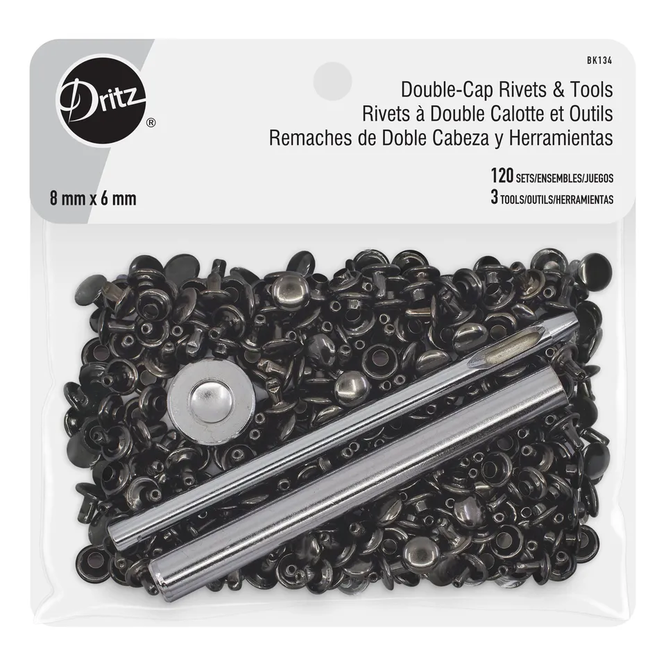 Dritz Fasteners Rivets Double Calotte Gunmetal 120 pcs