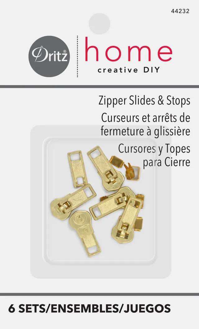 Dritz curseurs + stops laiton pour zip 12 pcs