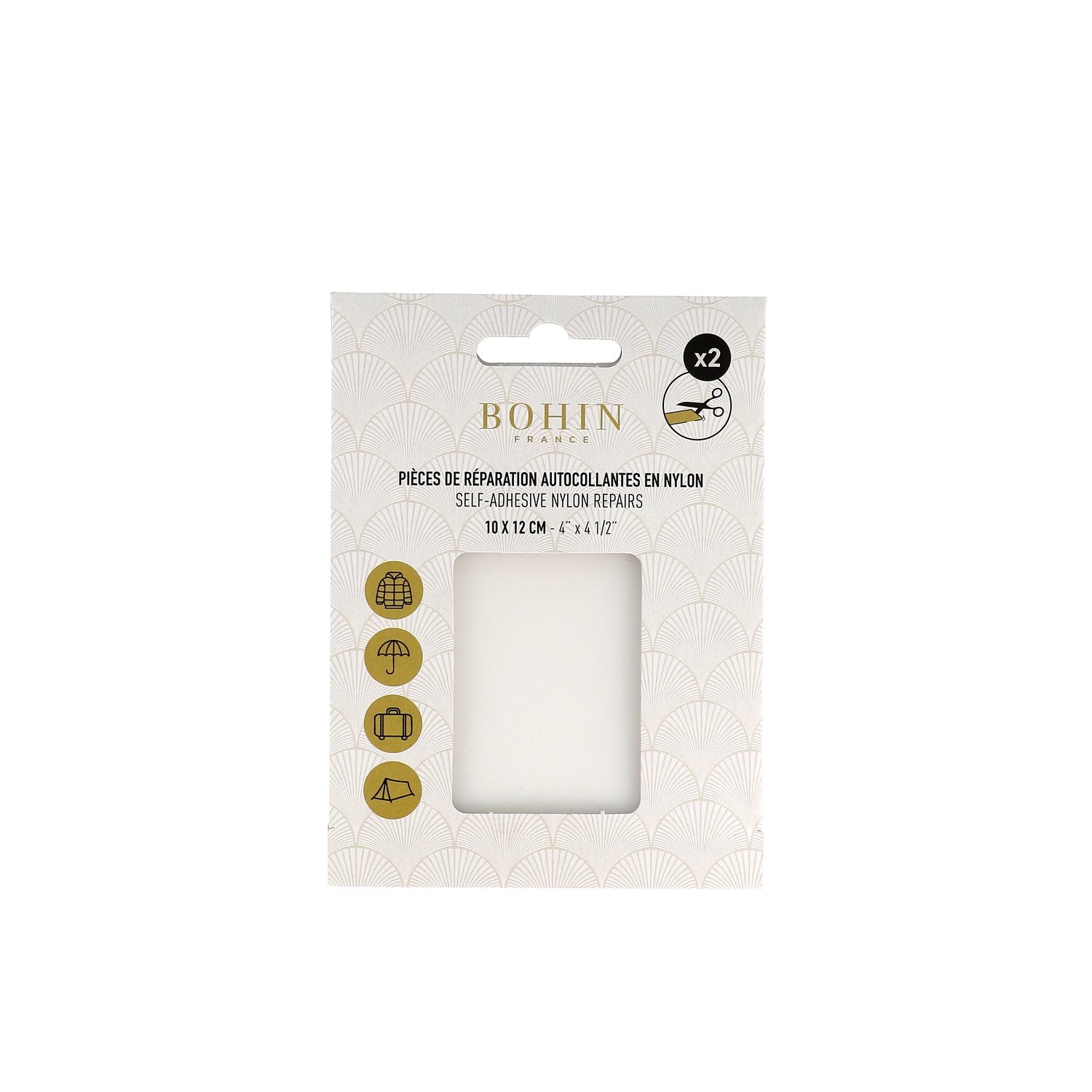 Bohin Colles Nylons autocollants noir x2 réparation 10x12 cm
