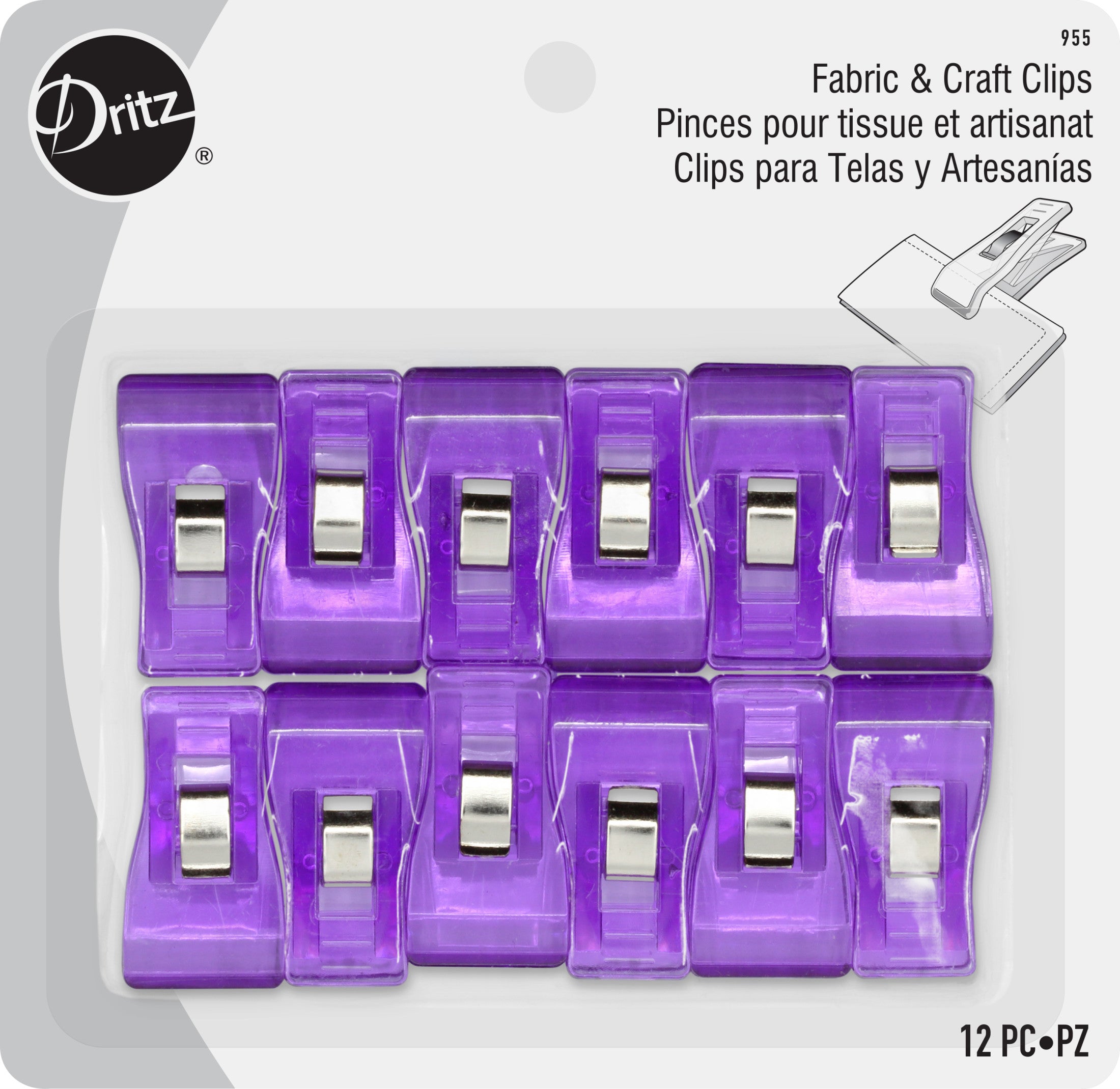 Dritz 955 pinces tissu violet 12 pièces couture