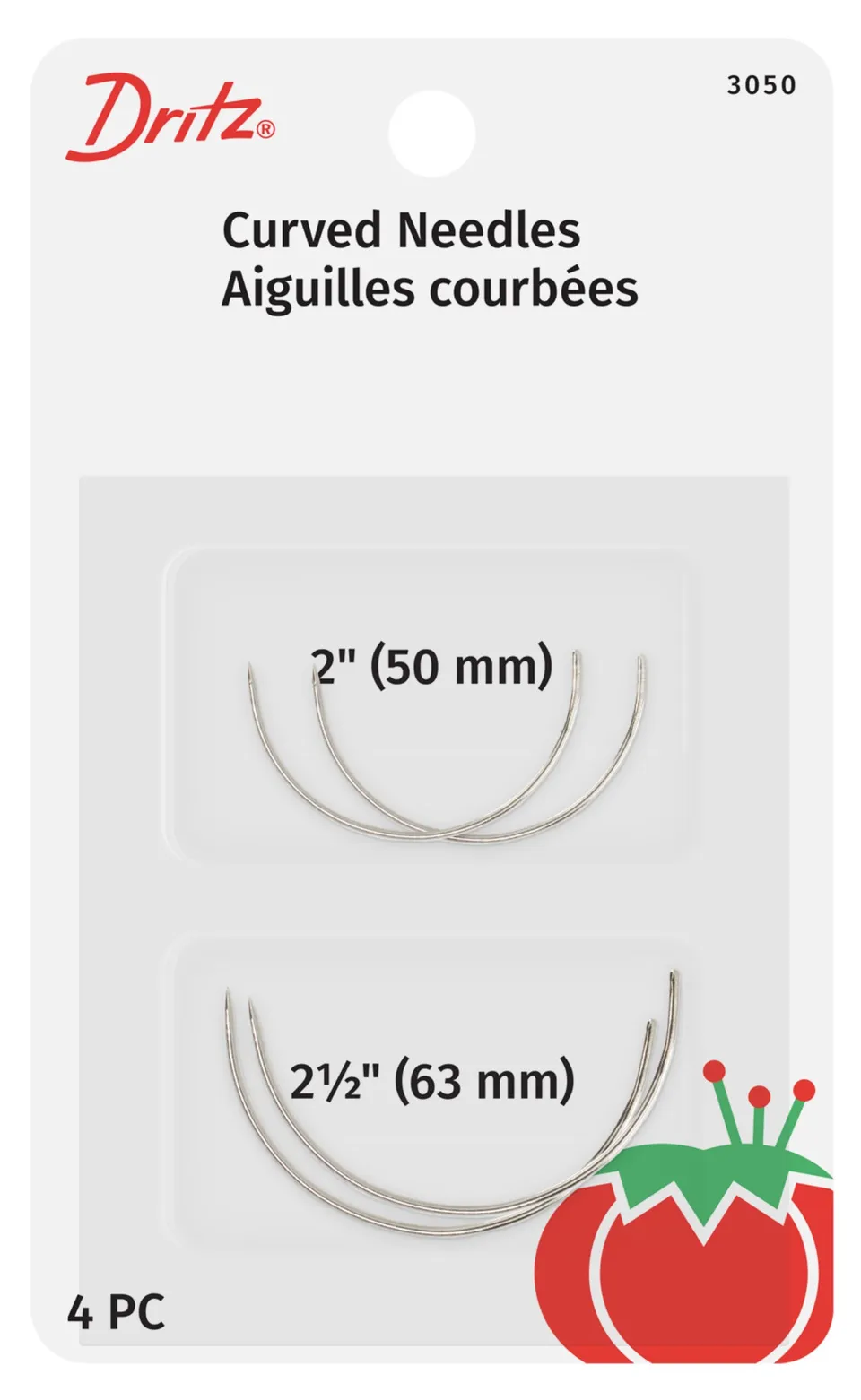 Dritz 3050 aiguilles courbes main 51-64 mm 4 pièces capiton