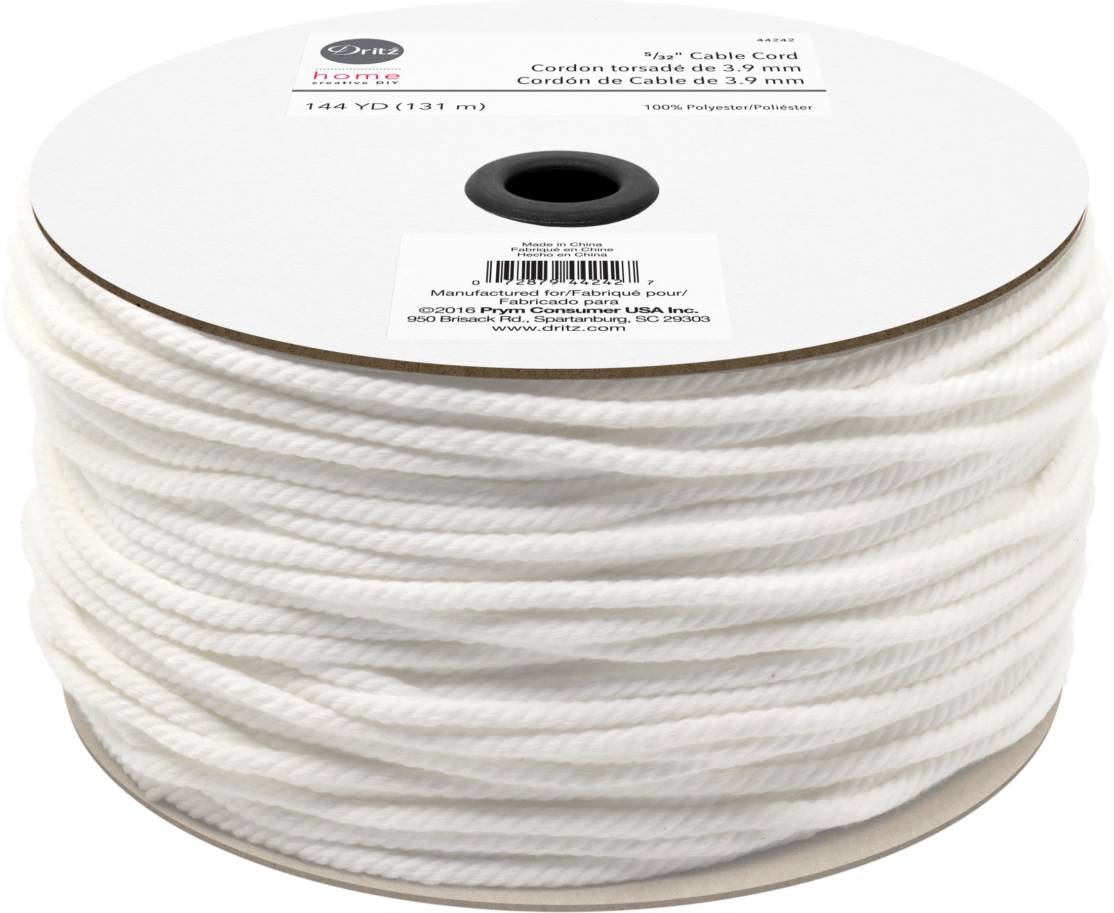 Dritz Cable Cord cordon blanc polyester 5/32" 10 yd