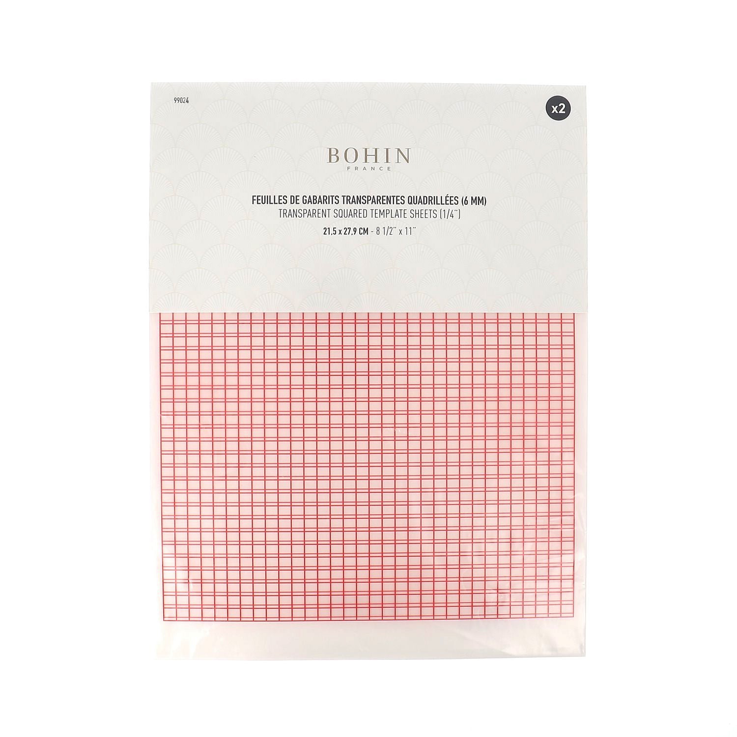 Bohin Feuilles gabarits quadrillées lot de 2