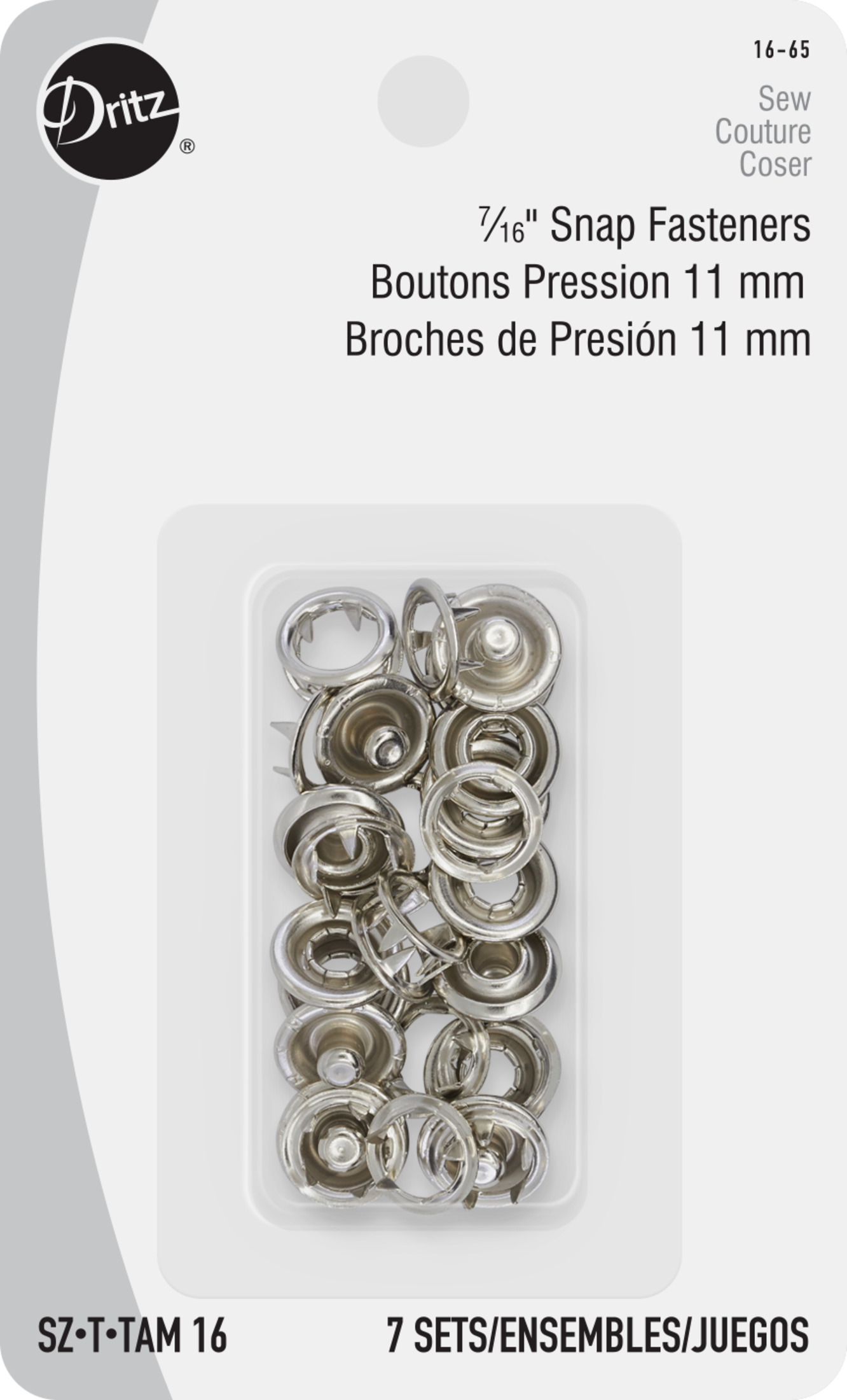 Dritz boutons pression 11 mm blancs 7 jeux