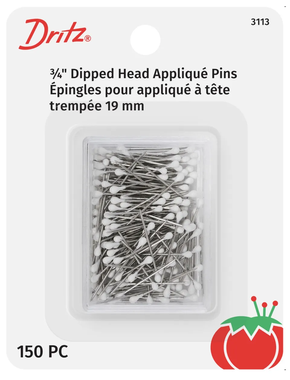 Dritz Quilting 3113 épingles appliqué blanches 150 pc 19 mm