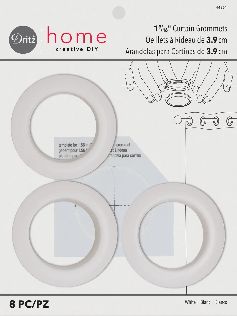 Dritz œillets rideaux plastique noir 40 mm 8 sets