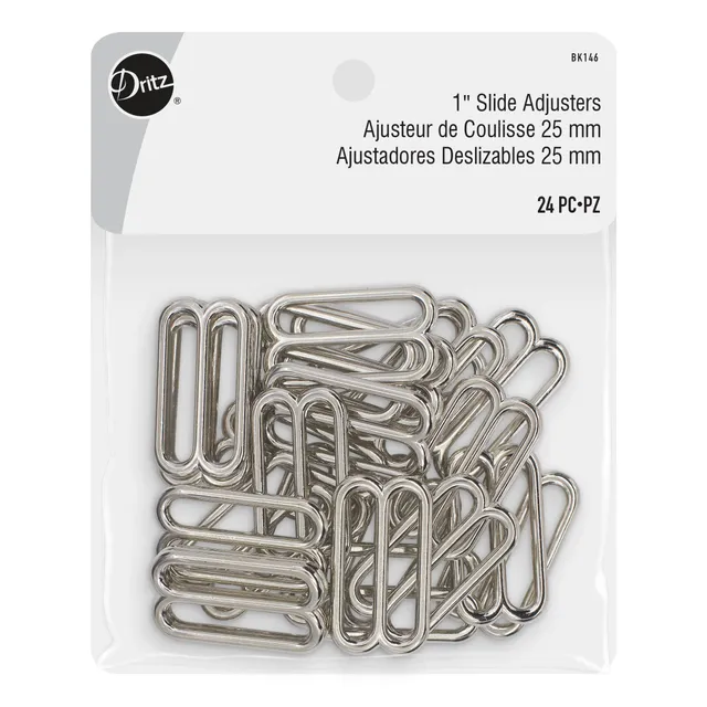 Dritz Boucles réglage sangle 25 mm nickel 24 pièces métal