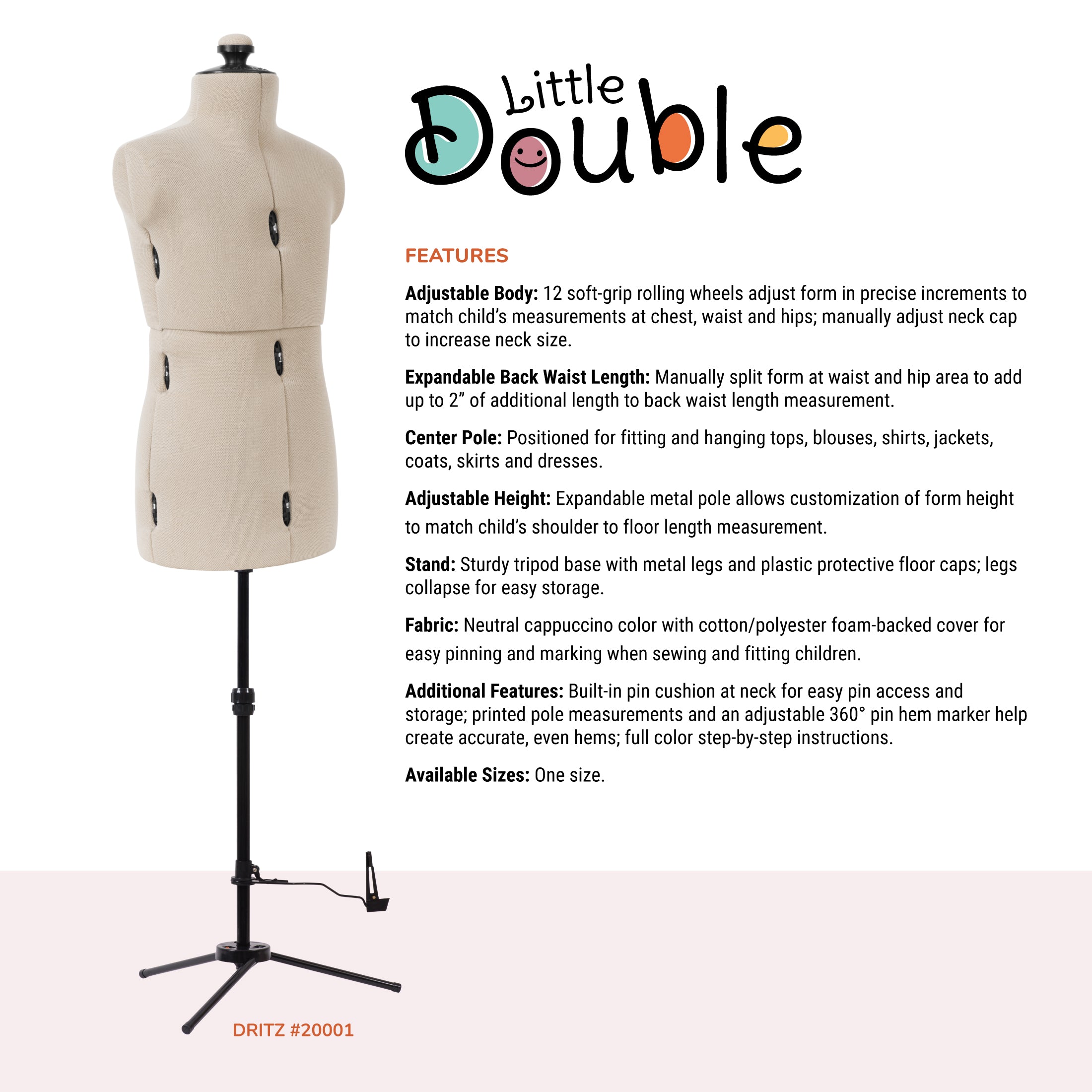 Dritz Little Double mannequin couture enfant réglable