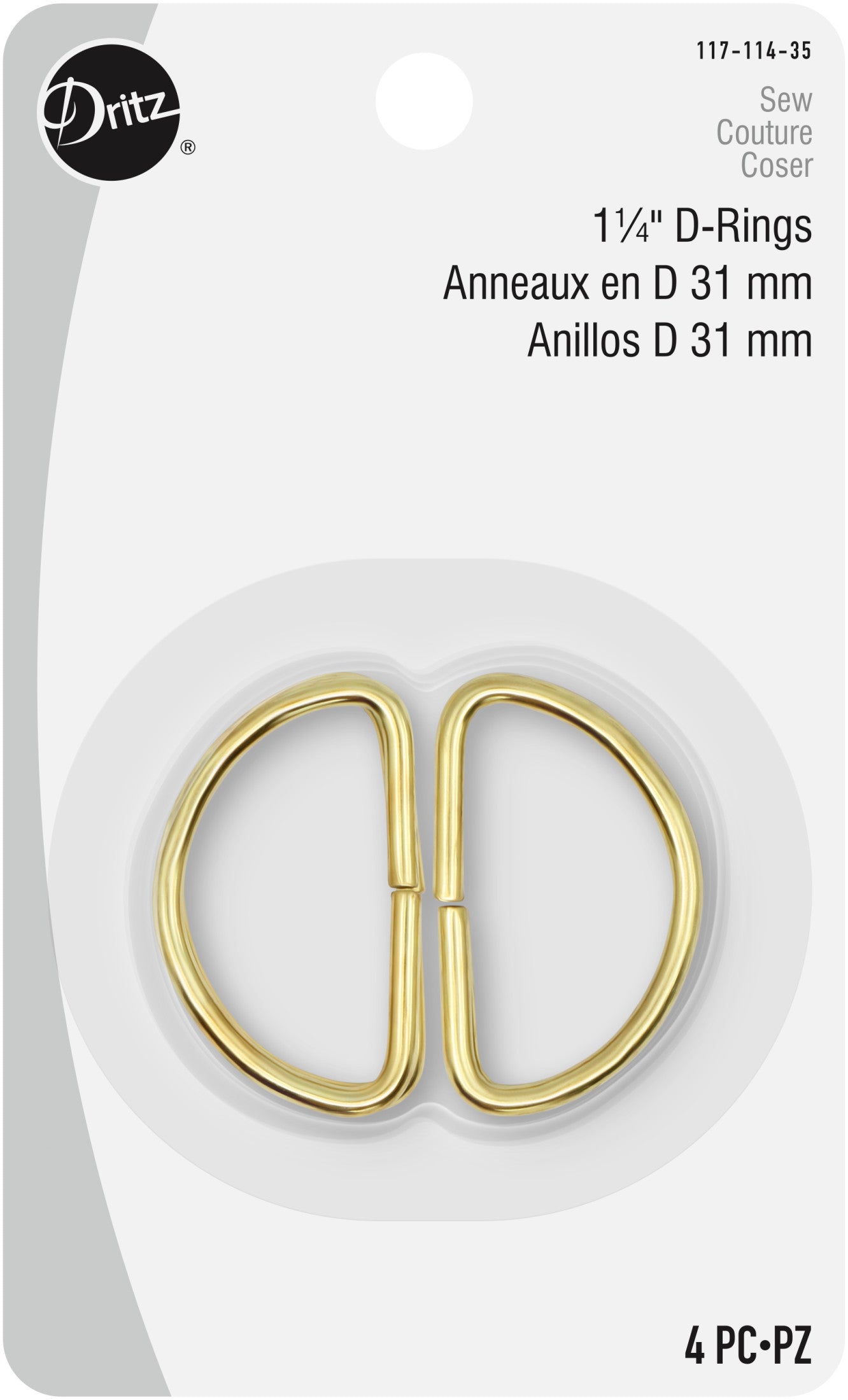 Dritz Fasteners Anneaux en D 1-1/4" Noir x4 sangle 32 mm