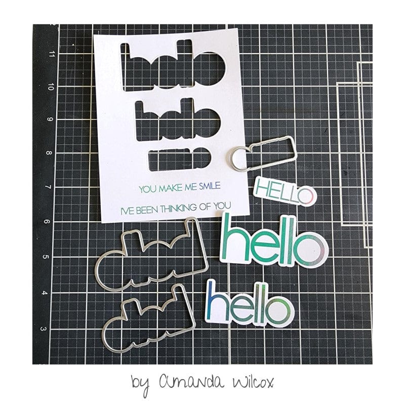 HeatnBond Deco Foil Oh Hello set tampons + dies scrapbooking