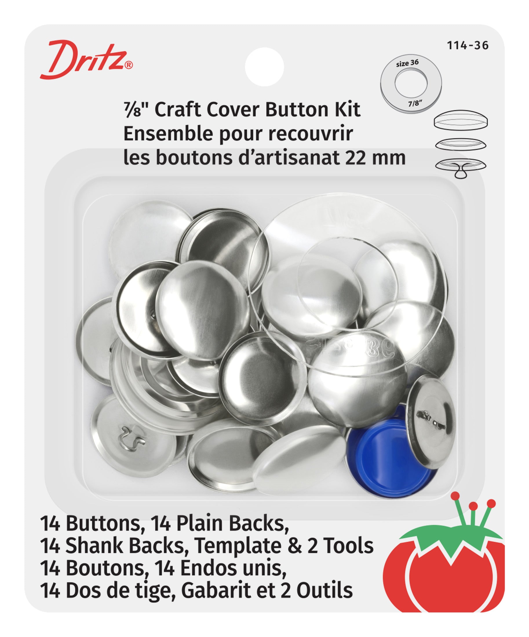 Dritz Kit Boutons à Recouvrir 7/8" Tissu Personnalisé