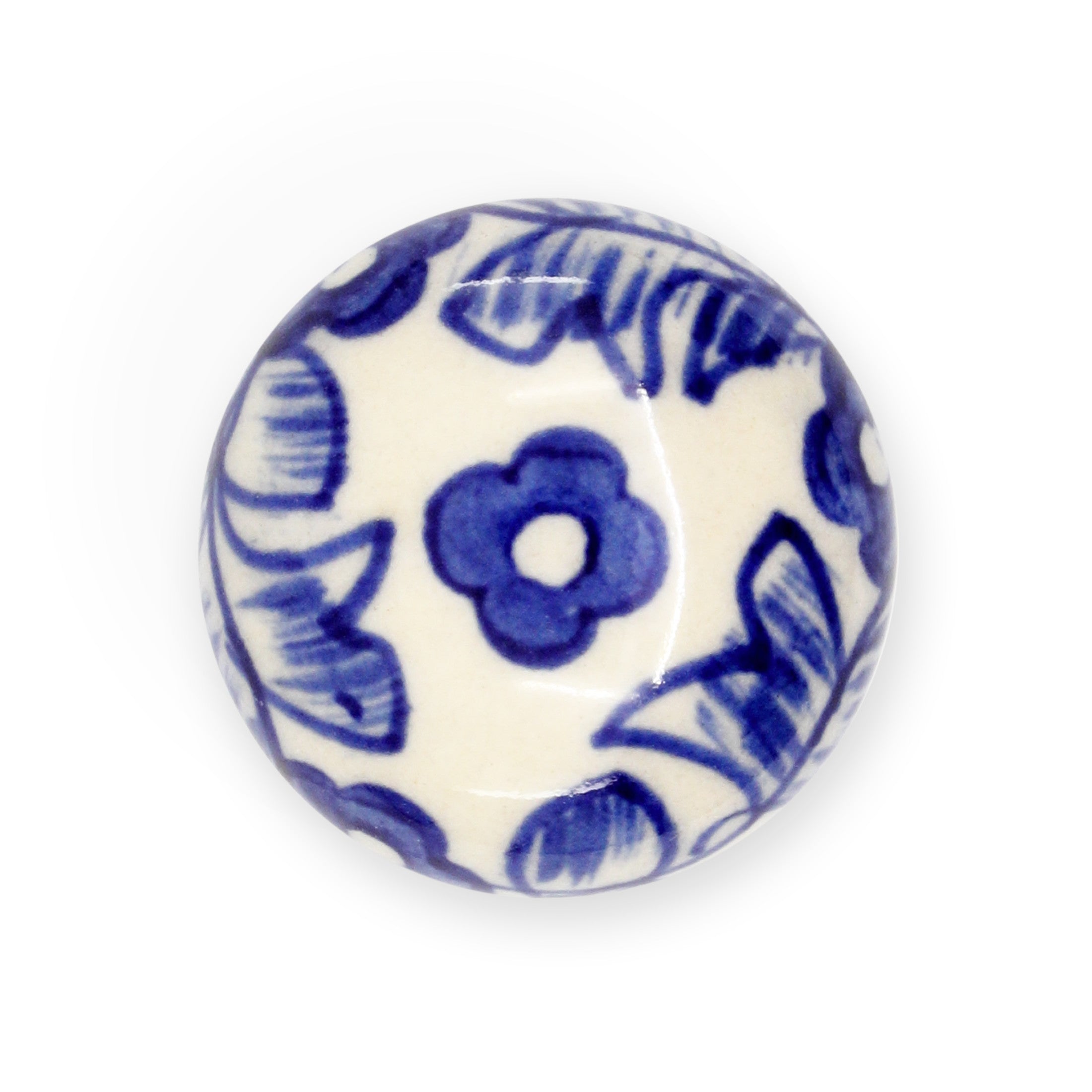 Dritz bouton meuble céramique Delft bleu-blanc boule