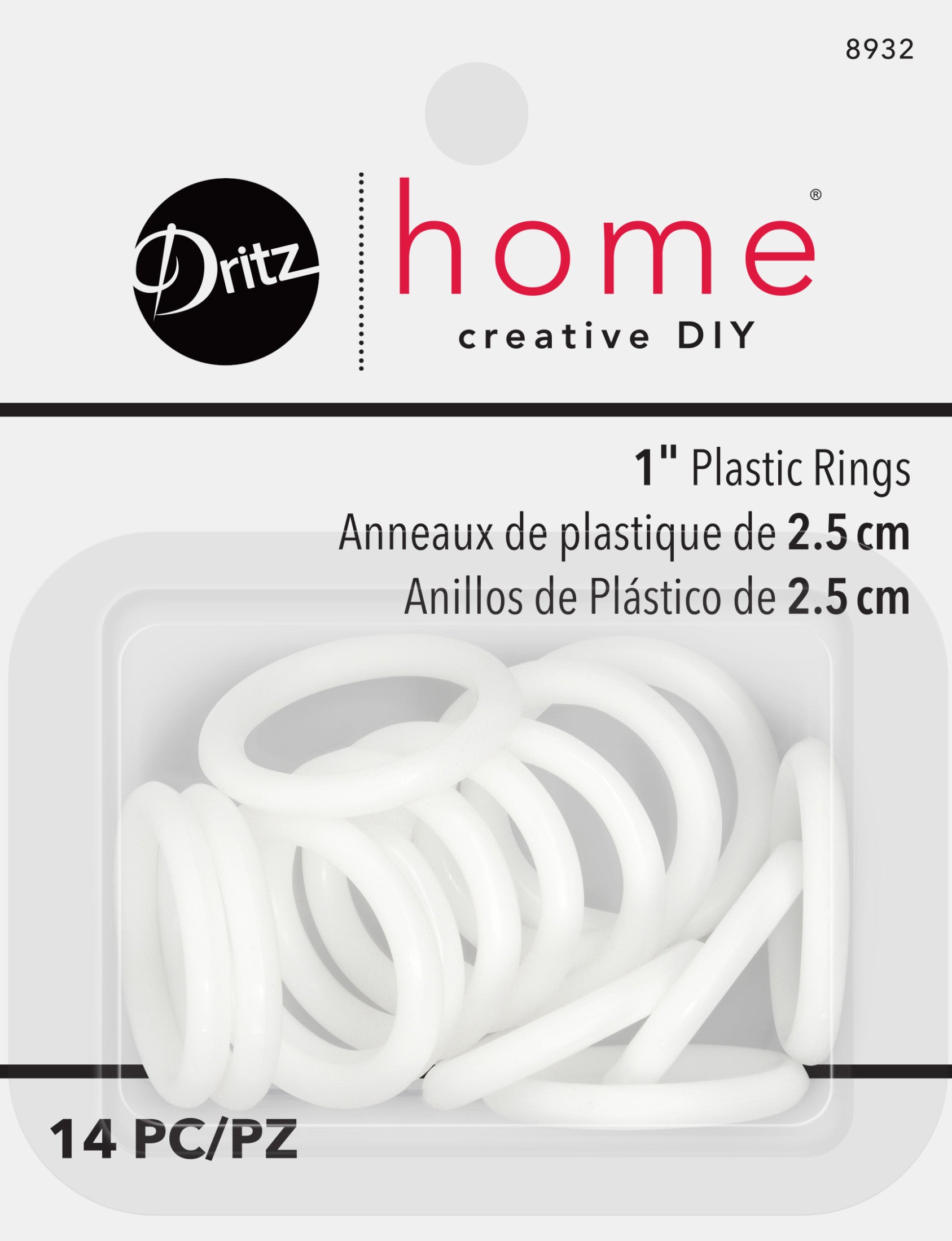 Dritz anneaux rideaux plastique blanc 25 mm 14 pcs