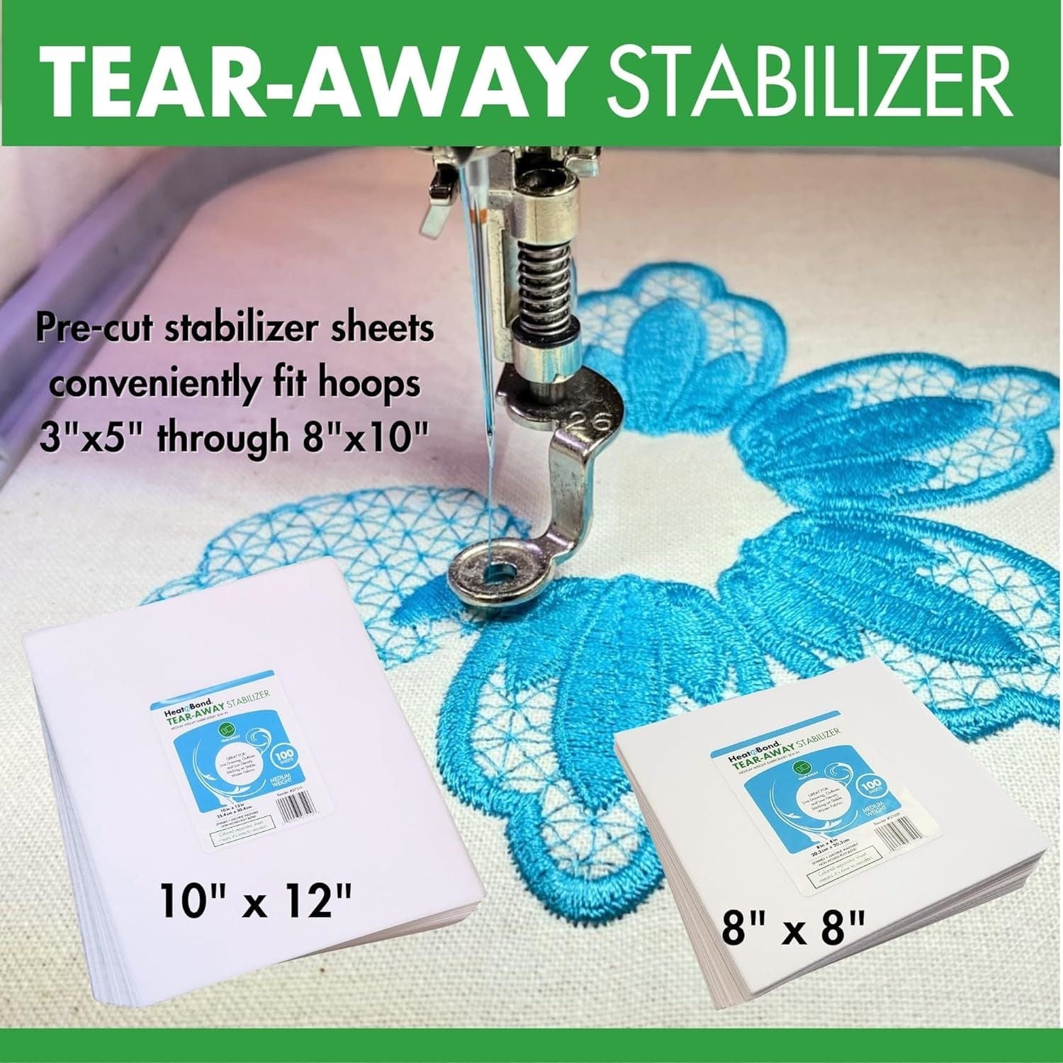 HeatnBond Stabilizer tear away broderie 10"x12" lot 100 blanc