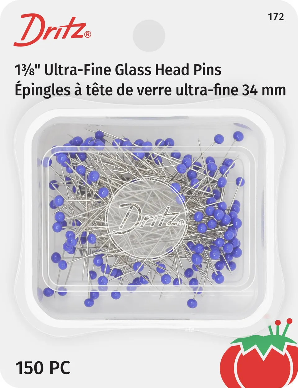 Dritz Pins épingles tête verre ultra-fines bleues 1-3/8" 150 pc
