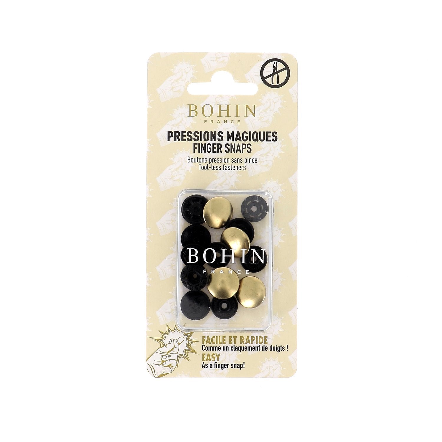 Bohin pressions magiques métal 14 mm rose gold boîte 4