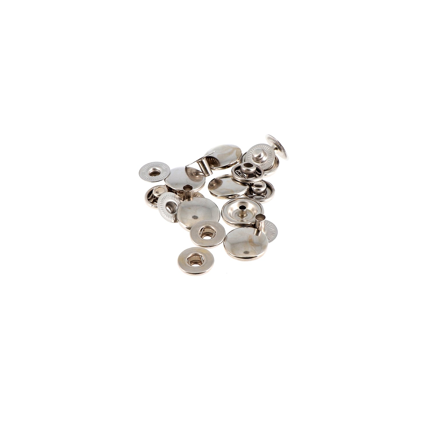 Bohin Boutons et pressions sans couture 14 mm argent x8
