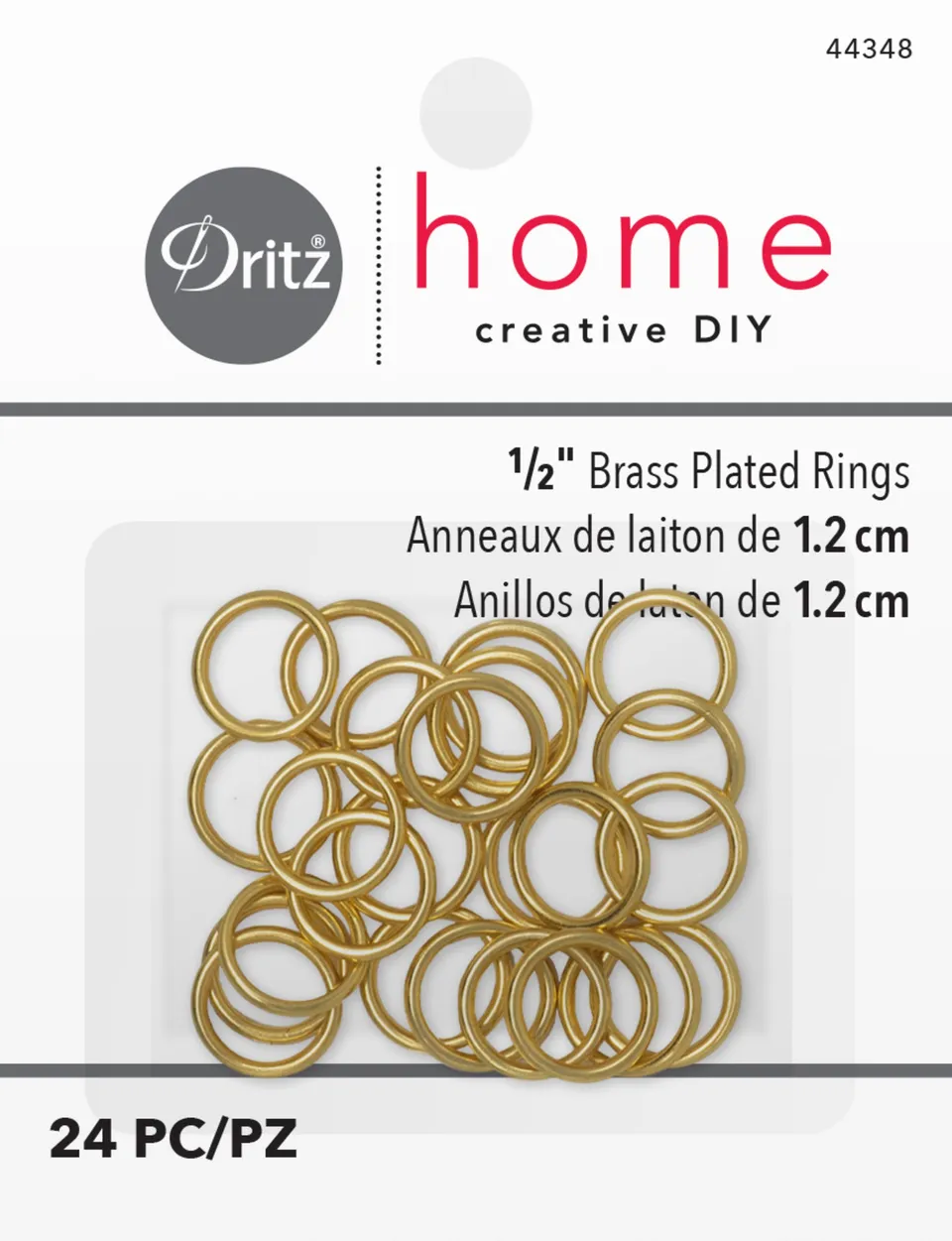 Dritz 44348 Anneaux rideaux dorés 13 mm x 24 pièces