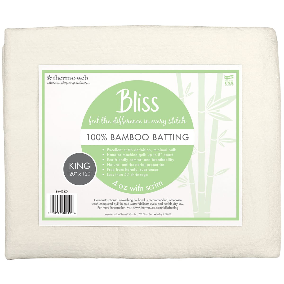 HeatnBond Bliss molleton bambou King 120x120 in