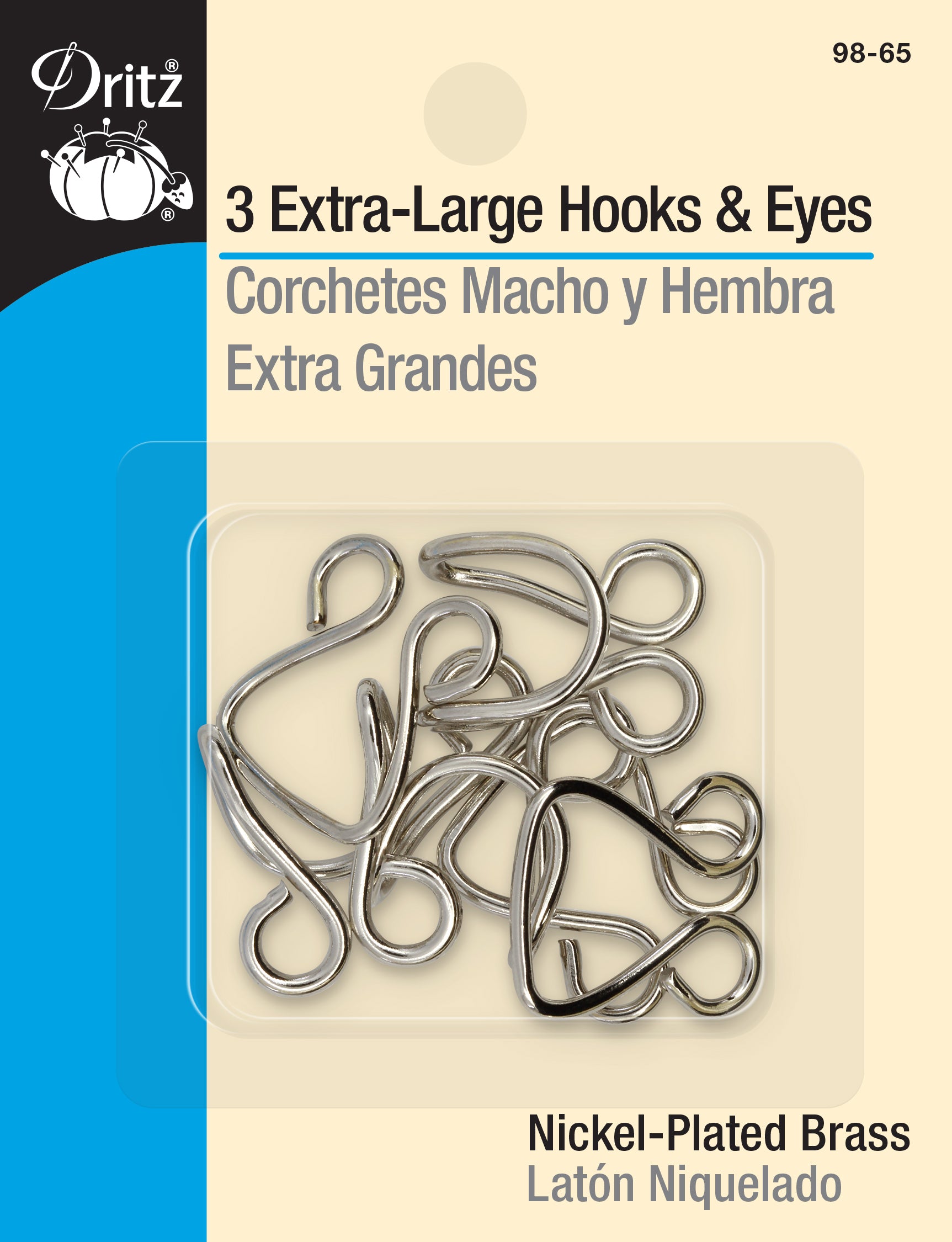 Dritz agrafes jupe extra larges nickel x3