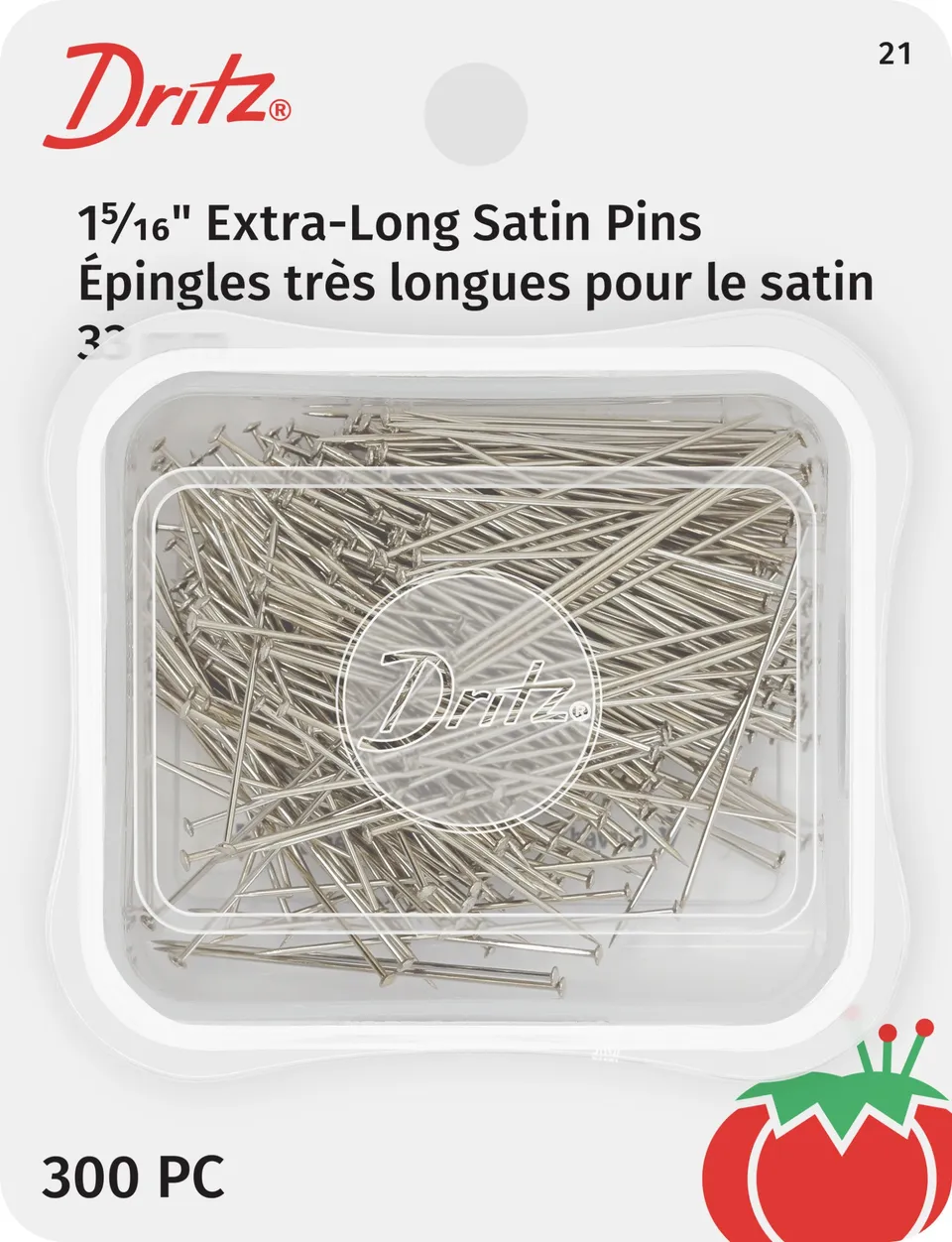 Dritz Épingles Satin Extra-Longues Nickel 34 mm 300 Pièces