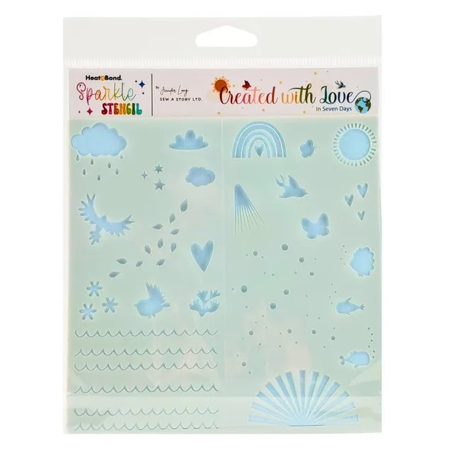 Jennifer Long Sew a Story Created with Love pochoir 15 cm