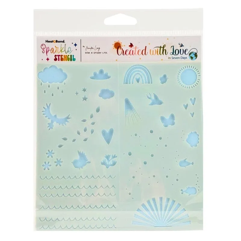 Jennifer Long Sew a Story Created with Love pochoir 15 cm