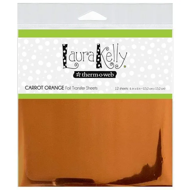 Laura Kelly Foil Transfer Sheets orange carotte 12 feuilles 15x15