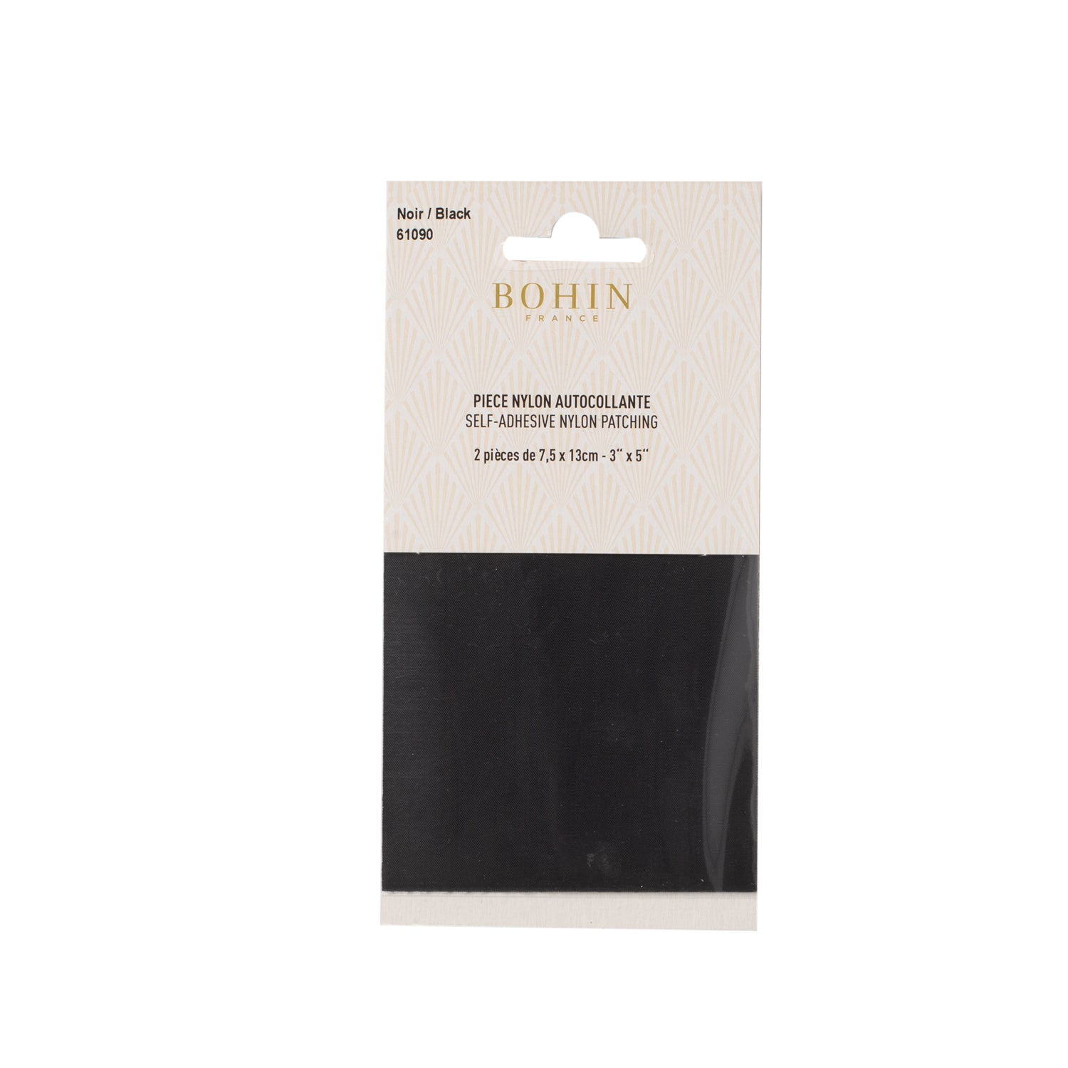 Bohin Colles textiles nylon autocollant noir 7,5x13 cm x2