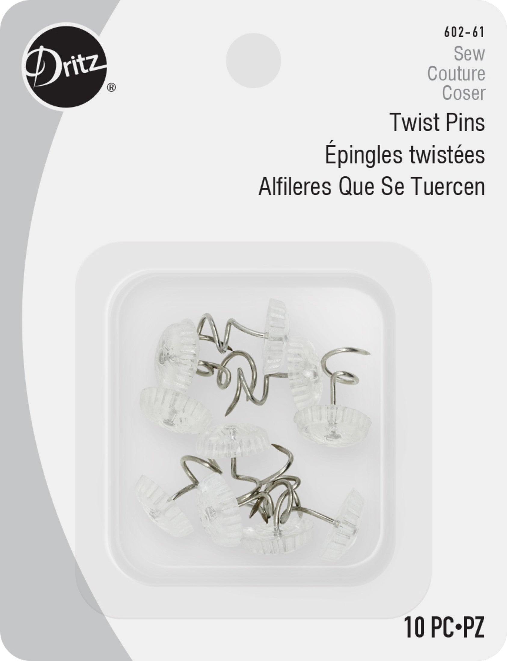 Dritz Épingles Torsadées Transparentes 10 pcs