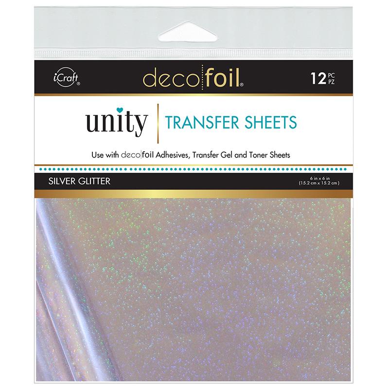 HeatnBond Unity Deco Foil feuilles transfert argent pailleté 12 pcs