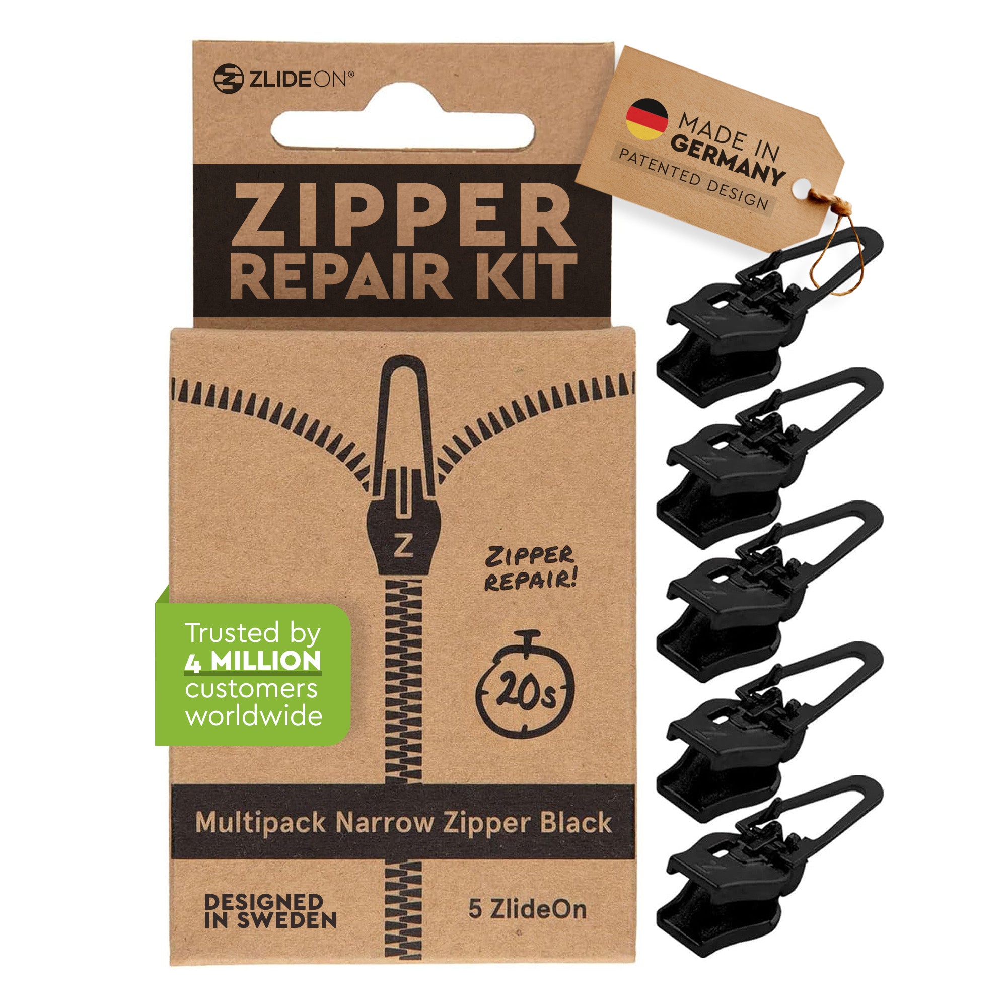 ZlideOn Multipacks lot curseurs réparation fermeture 3 pcs