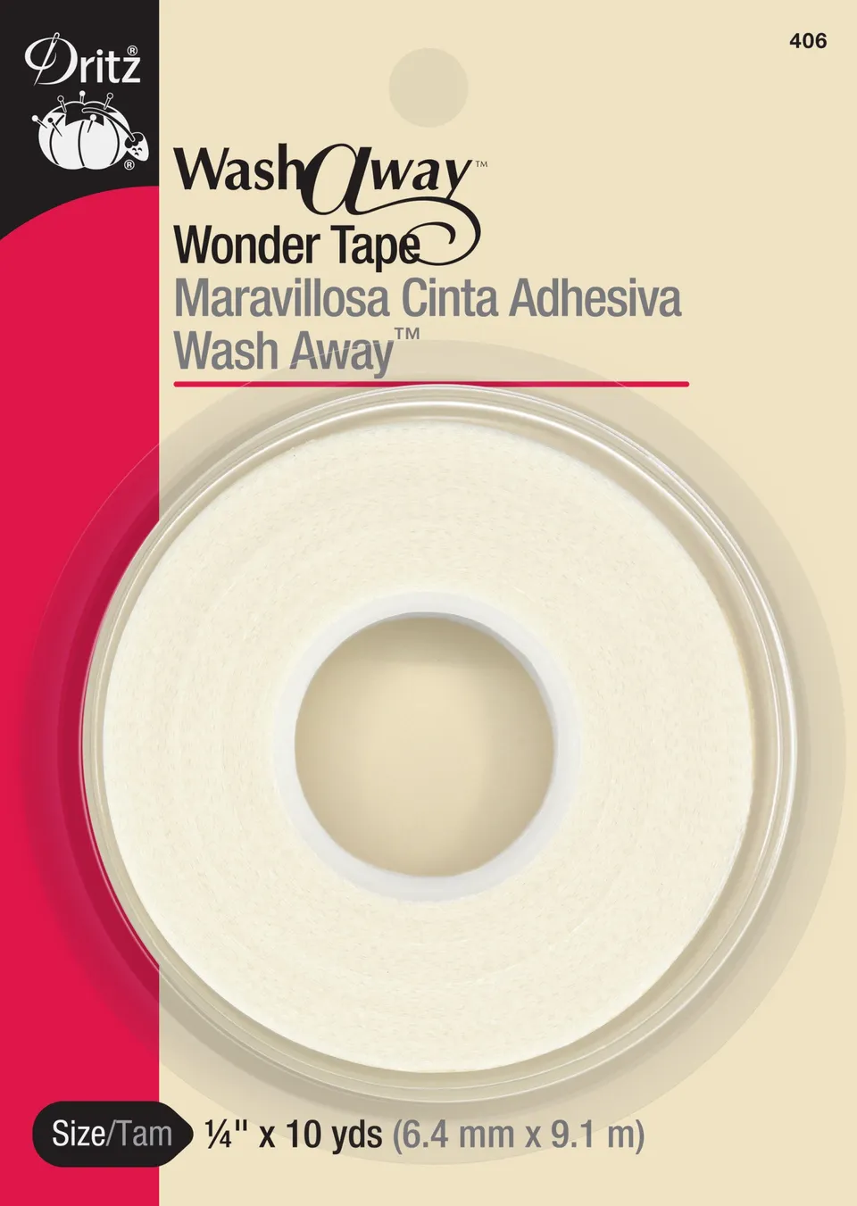Dritz Adhesives Tapes 406 ruban adhésif blanc 6 mm soluble