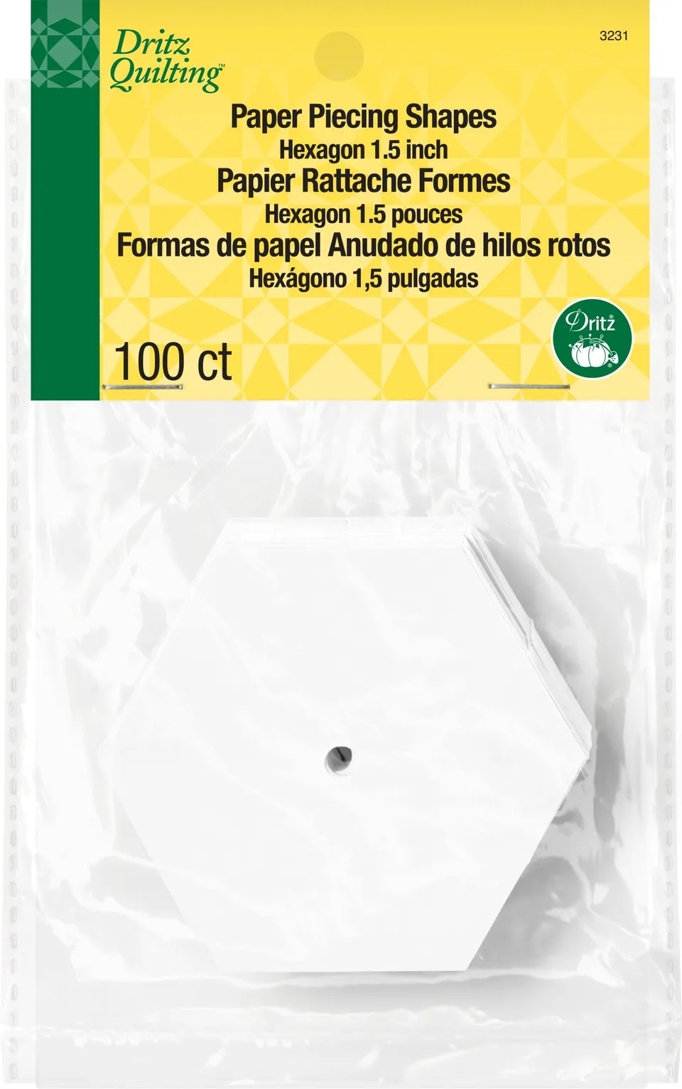 Dritz Quilting 3231 gabarits hexagone papier 38 mm 100 pcs