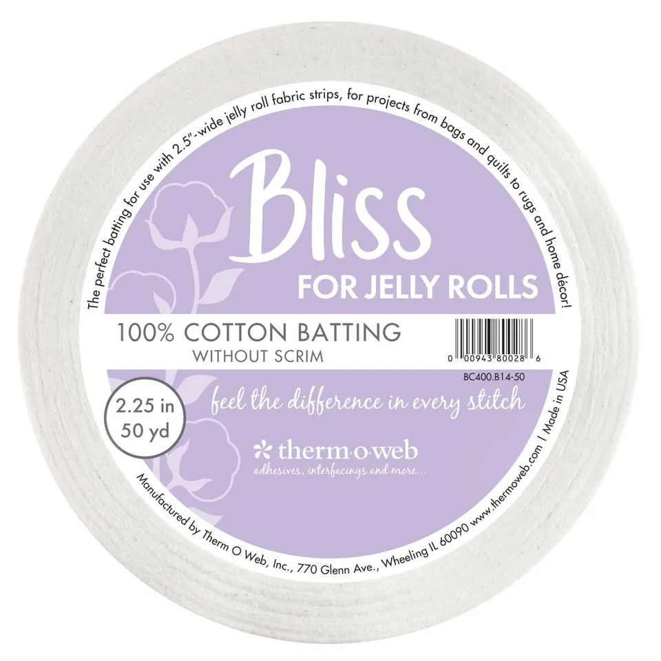 HeatnBond Bliss ouatine coton blanc 5,7cm x 45m jelly roll