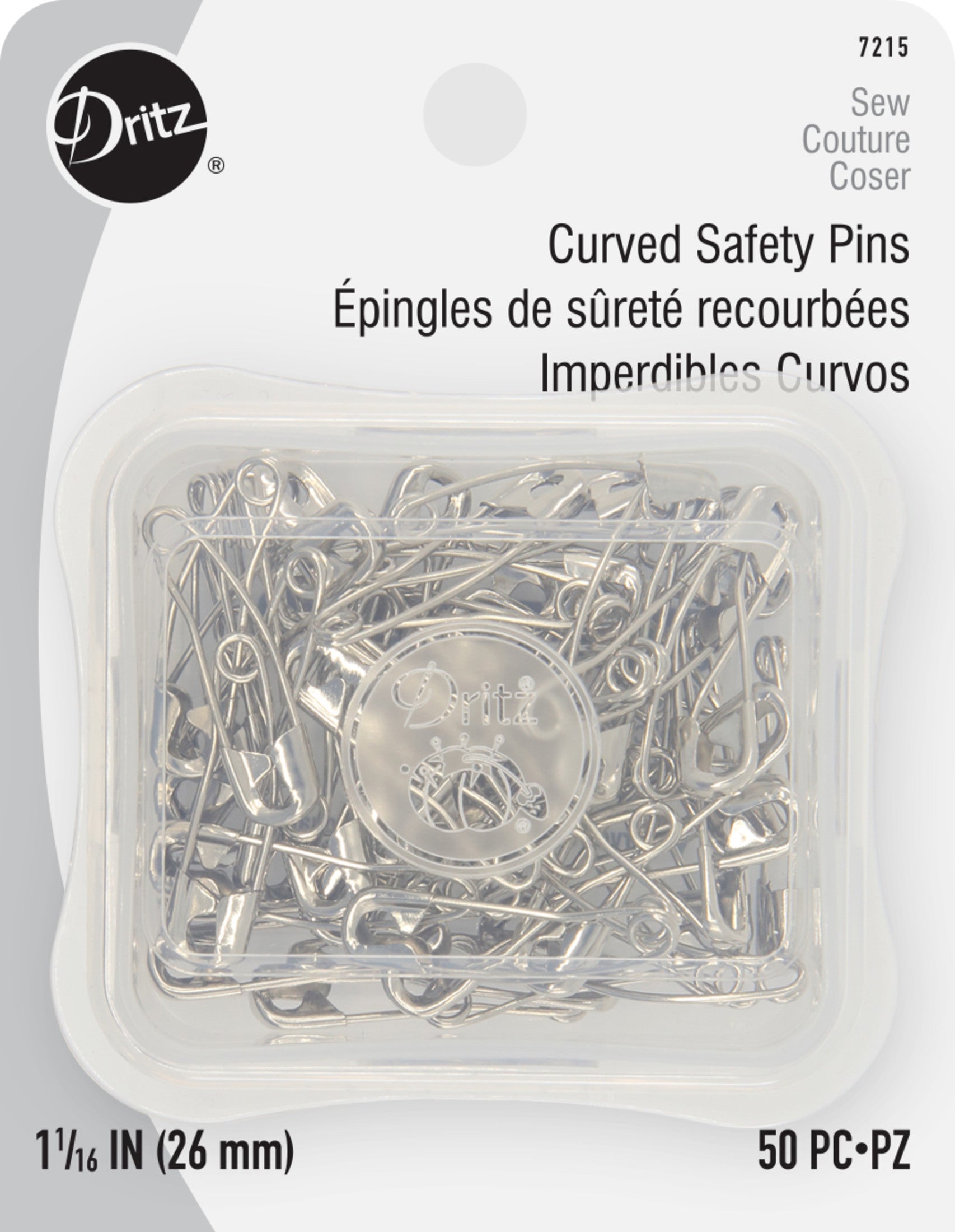 Dritz 7215 épingles de sûreté courbes nickel 50 pc
